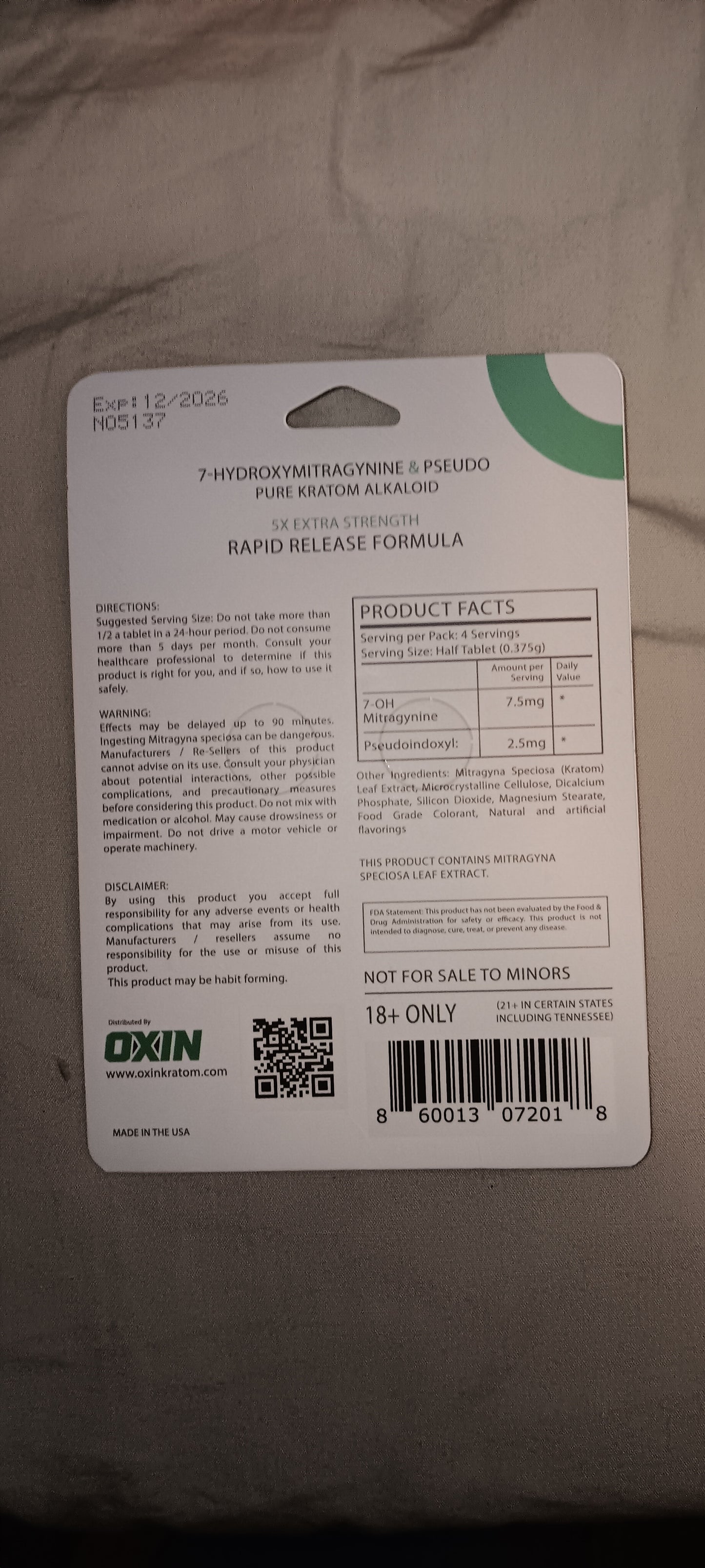 Oxin 20mg: Original 7oh+Psuedo